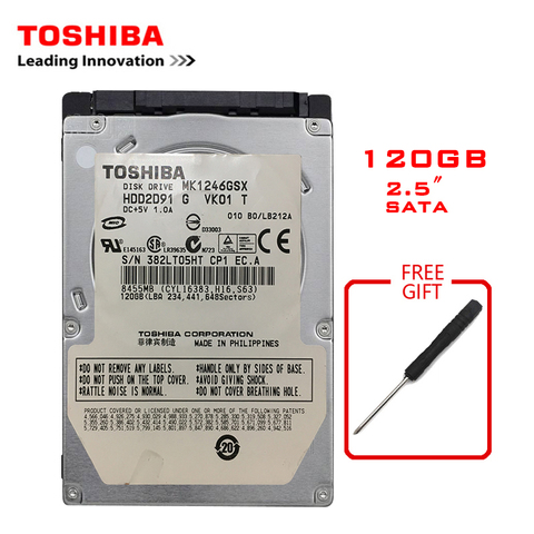 Внутренний жесткий диск TOSHIBA для ноутбука, 120 ГБ, 2,5 дюйма, SATA, 120 ГБ, 60 МБ/с. 2/8 Мб, 5400-7200 об/мин ► Фото 1/5