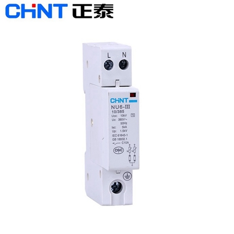 Устройство для защиты от перенапряжения CHNT CHINT, 1P + N 2P 10 кВ NU6-III 10/385 5KA, устройство для защиты от перенапряжения, электрическая система 385 в AC ► Фото 1/1