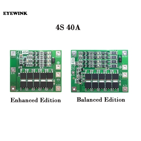 Защитная плата 3S/4S 40A/60A 18650 BMS, для зарядки литий-ионных батарей, для двигателя перфоратора, 11,1 В/12,6 В/14,8 В/16,8 В с увеличителем/балансиром ► Фото 1/3