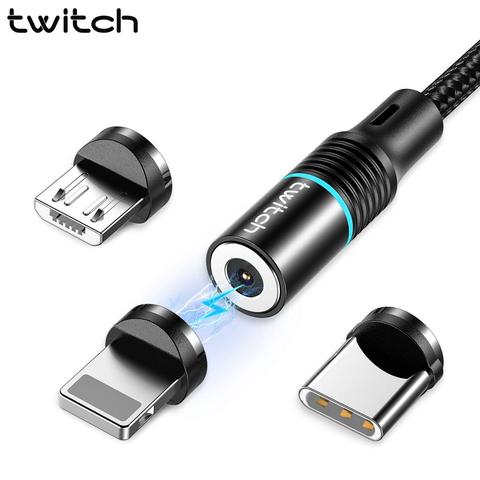 Магнитный кабель Twitch T01 Micro USB Type-C для iPhone, Xiaomi, быстрая зарядка, USB-кабель, магнитное зарядное устройство, провод, шнур ► Фото 1/6