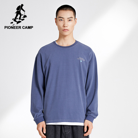 Мужская футболка с длинным рукавом Pioneer Camp, модная уличная одежда из 100% хлопка, модель XCS023002 на осень, 2022 ► Фото 1/6