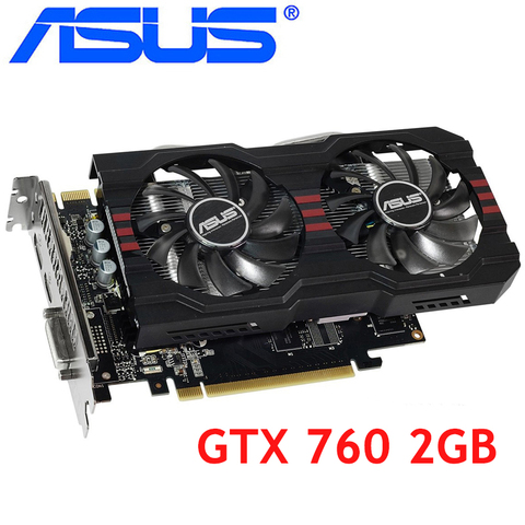 Видеокарта ASUS GTX 760, 2 ГБ 256 бит GDDR5 для nVIDIA, VGA карты, Geforce GTX760 мощнее, чем GTX 750 TI, бывшая в употреблении ► Фото 1/5