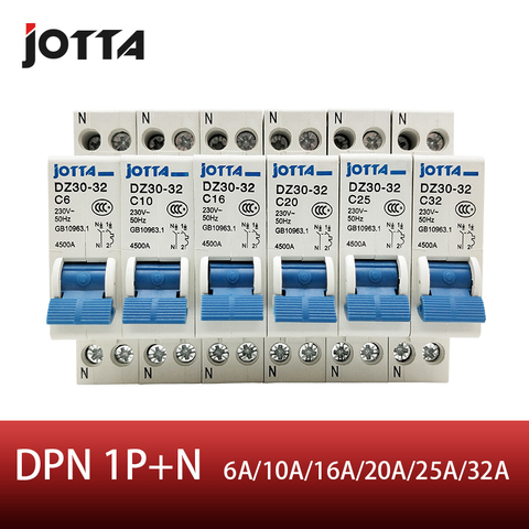 Мини-выключатель JOTTA DPN 1P + N MCB 10A 16A 20A 25A 32A ► Фото 1/5