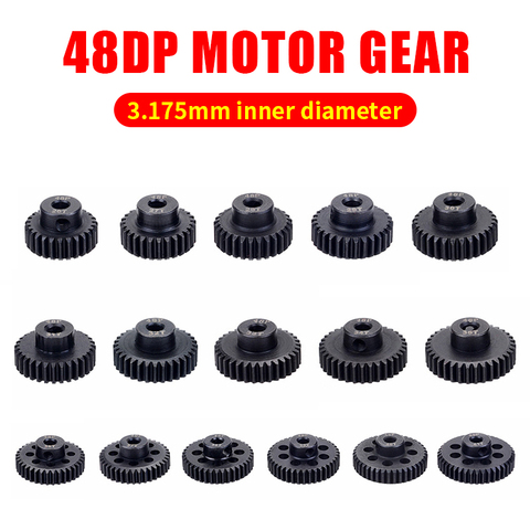 48DP 3,175 мм, 26t, 27t, 28t, 29t, 30T, 32t, 33T, 34T, 35T, 36T, 38T, 40T черная стальная металлическая Шестерня мотора для радиоуправляемой модели автомобиля 1/10 ► Фото 1/6