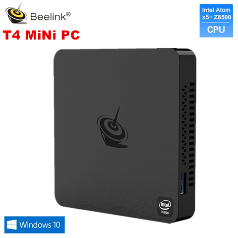 Beelink T4 мини-ПК, Windows 10, новый умный настольный ПК 4 Гб + 64 ГБ 2,4/5,8 ггц WiFi BT4.0 1000M HDMI + DP, офисный двойной дисплей ► Фото 1/6