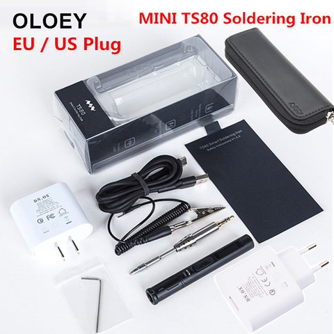 Цифровой мини-паяльник TS80, паяльная станция QC3.0 USB Type-C OLED TS K4 D25 B02 J02 BC02, набор наконечников, сумка для хранения вилок US EU ► Фото 1/6