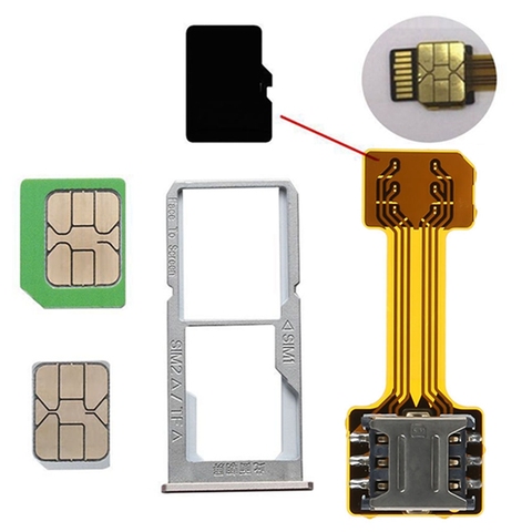 Аксессуары мобильный телефон Универсальный TF Гибридный слот для Sim-карты адаптер для двух SIM-карт Micro SD удлинитель Nano для Xiaomi HuaWei Android ► Фото 1/6