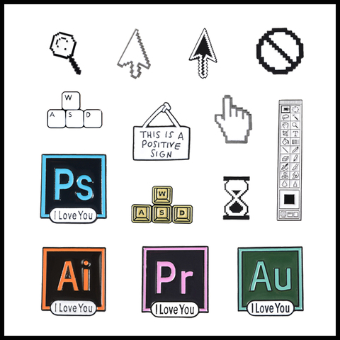 Креативная эмалированная брошь для клавиатуры компьютера, мышь, стрелка, PS AI инструмент, песочные часы, сплав, значок, булавка, ювелирное изд... ► Фото 1/6