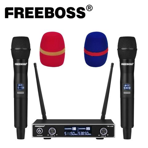 Freeboss FB-U35 двухсторонняя UHF фиксированная частота караоке вечевечерние НКА церковная Беспроводная микрофонная система с 2 ручными микрофона... ► Фото 1/6