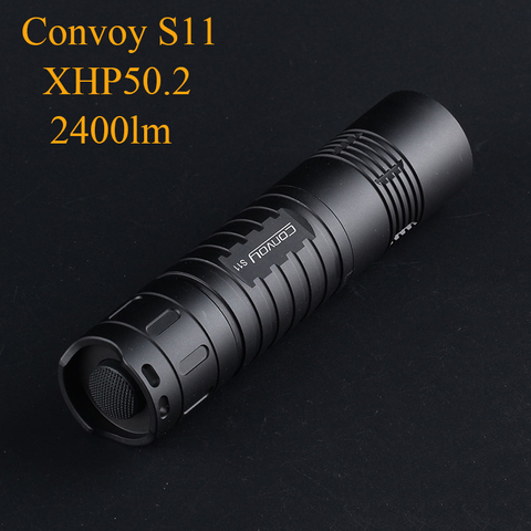 Светодиодный фонарь Convoy S11 XHP50.2, 2400lm, EDC, черный тактический фонарь 18650 26650, портативный светодиодный фонарь для кемпинга ► Фото 1/6