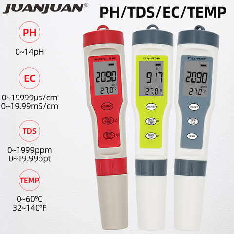 Профессиональный цифровой тестовый er 4 в 1/3 в 1, тест EC/TDS/PH/TEMP, тестер качества воды, набор тестов для бассейна, питьевой воды ► Фото 1/6