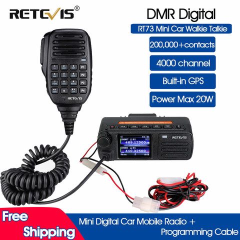 Предварительная продажа DMR цифровое мобильное радио Retevis RT73 мини цифровая Автомобильная радиостанция GPS UV Двухдиапазонная 20 Вт с ручным мик... ► Фото 1/6