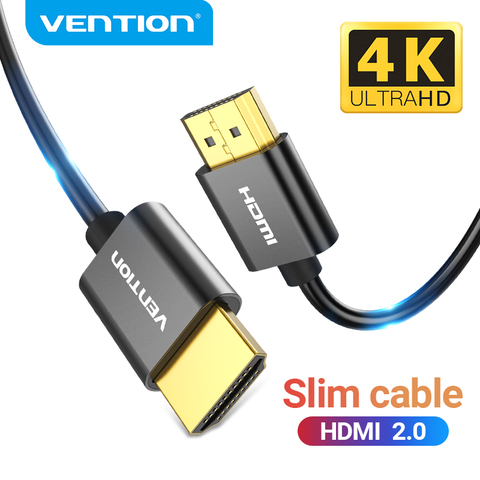 Vention HDMI кабель 4K 3D HDMI 2,0 кабель для xbox PS3 4 pro телеприставка, переключатель, проектор HDTV 4K Тонкий HDMI 2,0 кабель ► Фото 1/6