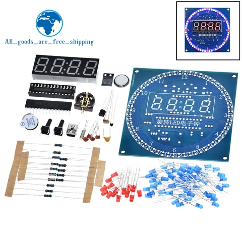 DS1302 вращающийся светодиодный Будильник Электронный модуль часов DIY KIT светодиодный дисплей температуры для arduino ► Фото 1/6