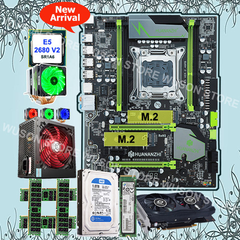 Материнская плата бренда HUANAN ZHI X79 с M.2 128G SSD ТБ SATA HDD ЦП Xeon E5 2680 V2 GPU GTX750Ti 2G 4*8G 1600 RECC 500 Вт PSU ► Фото 1/6