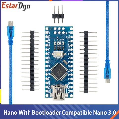 Совместимый контроллер Nano v3.0 для Arduino, с загрузчиком, USB-драйвером CH340, 16 МГц, ATMEGA328P/168P ► Фото 1/6
