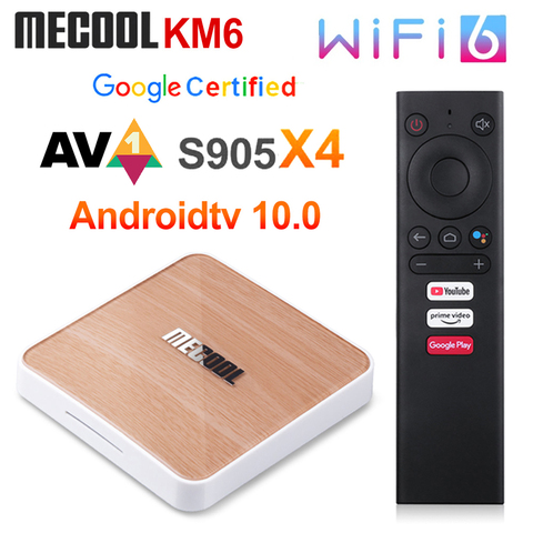 ТВ-приставка Mecool KM6 deluxe edition Amlogic S905X4 Android 10 4 Гб 64 Гб Wifi 6 сертифицированная Google поддержка BT5.0 1000M Smart TV Box ► Фото 1/6