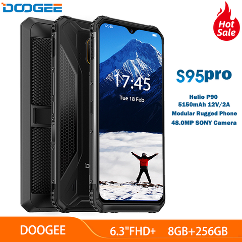 Модульный усиленный мобильный телефон DOOGEE, IP68/IP69K, 8 ГБ, 256 ГБ, 6,3-дюймовый дисплей, 5150 мАч, Helio P90 восемь ядер, камера 48 МП, быстрая зарядка ► Фото 1/6