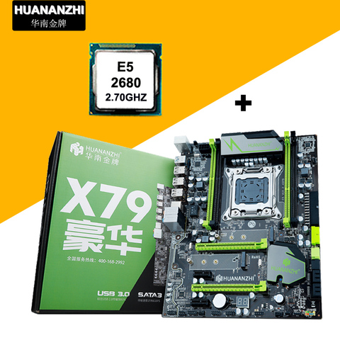 Материнская плата HUANAN V2.49 X79, комбо для ЦП, процессор Intel Xeon E5 2680 C2 2,7 ГГц, ОЗУ 4 слота, поддержка 4*16G памяти M.2 PCI-E NVME ► Фото 1/6