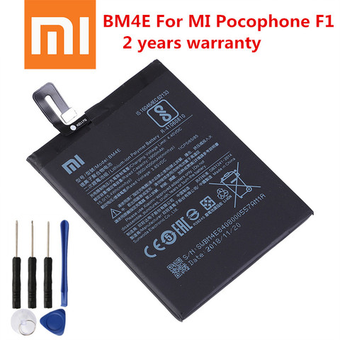 2022 оригинальный сменный аккумулятор XIAOMI BM4E для Xiaomi MI Pocophone F1 Poco F1 Оригинальный аккумулятор для телефона 4000 мАч ► Фото 1/2