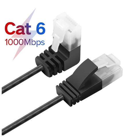 Ethernet-кабель Cat6 RJ45, прямой угол, сетевой UTP-кабель, патч-корд 90 градусов, Cat6a Lan-кабели для ноутбука, маршрутизатора, ТВ-приставки RJ45 ► Фото 1/6