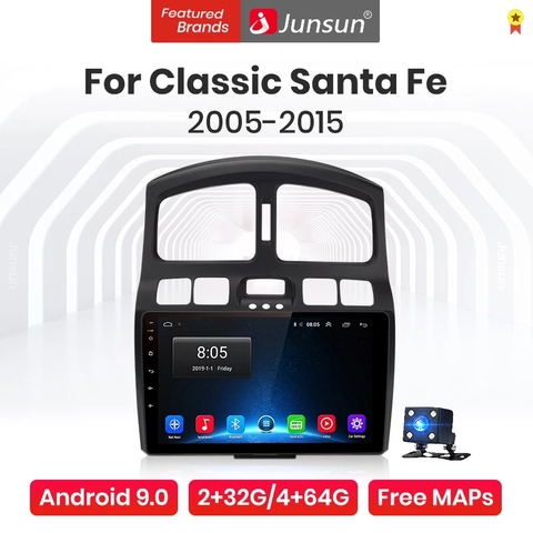 Автомагнитола Junsun V1 Pro, мультимедийный проигрыватель на Android 10,0, 4 Гб ОЗУ, 64 Гб ПЗУ, с GPS-Навигатором, для Hyundai Classic Santa Fe 2005-2015, типоразмер 2DIN ► Фото 1/6