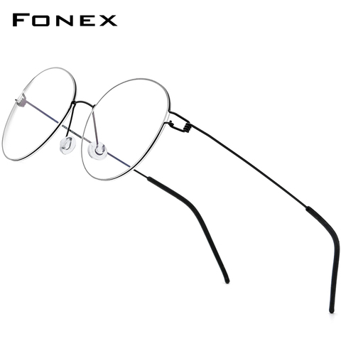 FONEX безвинтовое очки по рецепту очки рамки Для женщин круглый близорукость оптический Дания корейский очки в оправе для мужчин 98634 ► Фото 1/6