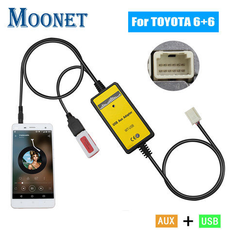 Moonet Bluetooth автомобильный комплект, MP3 USB/AUX 3,5 мм адаптер автомобильный стерео ручной CD Changer подходит для Toyota 6 + 6Pin RAV4 Corolla Avensis ► Фото 1/6