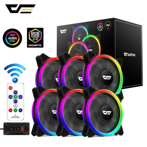 DarkFlash DR12 Pro ПК чехол RGB вентилятор 120 мм AURA SYNC 5 В/3 контакта тихий кулер ЦП вентилятор ПК чехол вентилятор RGB контроллер 6 контактов радиатор ЦП ► Фото 1/6