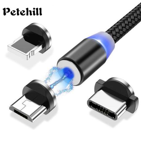 Магнитный кабель Olaf 2 м Micro USB для iPhone Samsung Android мобильный телефон Быстрая зарядка USB Type C кабель магнитное зарядное устройство провод шнур ► Фото 1/6