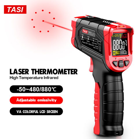 Инфракрасный лазерный термометр TASI, 880 градусов по Цельсию, цветной дисплей ► Фото 1/6