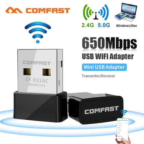 Беспроводной USB wi-fi адаптер Comfast 811AC 650 мбит/с RTL8811 приемник 2,4G и 5G USB wi-fi 802.11n/g/b/ac сетевая карта для пк wi-fi донгл ► Фото 1/6