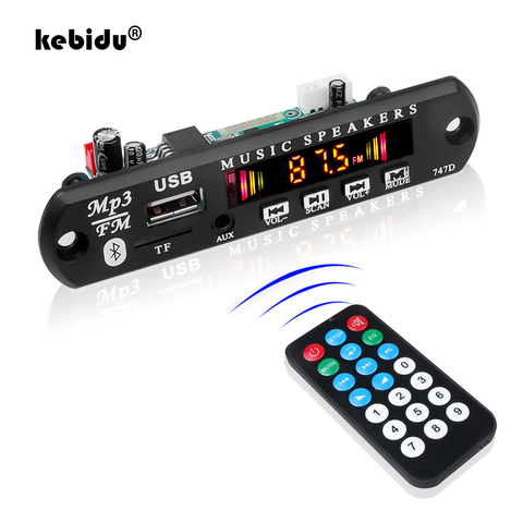 Kebidu 2*3 Вт усилитель автомобиля MP3 WMA Плата декодера стандарта 3,7 V 5V 12V Bluetooth 5,0 аудио модуль USB AUX TF FM радио модуль ► Фото 1/6