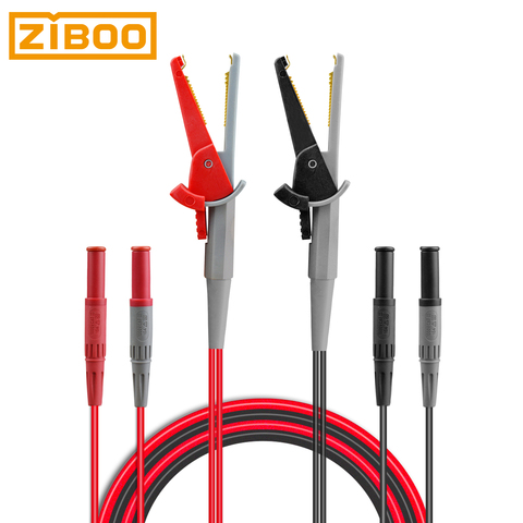 ZIBOO LC02 проверка счетчика LCR Leads Terminal Kelvin Clip провода Тестовые провода Lead Terminal Kelvin Clip Alligator с 4 мм штепсельной вилкой типа банан. ► Фото 1/6