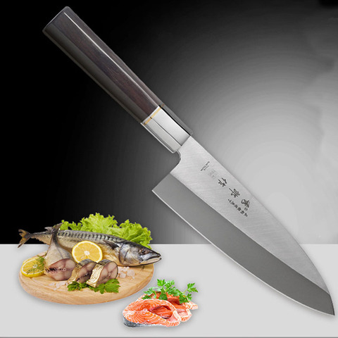 Liangfengzuo два размера Gyuto нож Japanense 9Cr18MoV нержавеющая сталь Deba фильтрующий нож рыба головы кухонные ножи черное дерево РУЧКА ► Фото 1/6