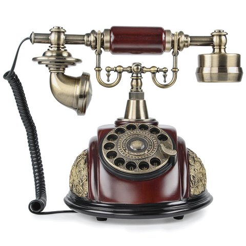 Старинный классический телефон, старый модный Европейский ретро телефон с поворотным циферблатом, винтажный проводной проводный телефон, ... ► Фото 1/6