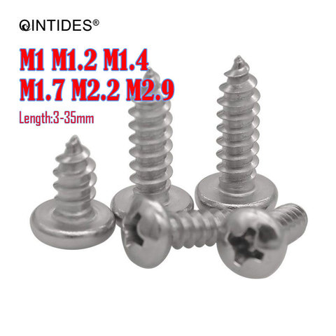 QINTIDES M1 -- M2.9 винт Length3-35mm с полукруглой головкой и крестообразным шлицем из самонарезающие Нержавеющая сталь винты ► Фото 1/5