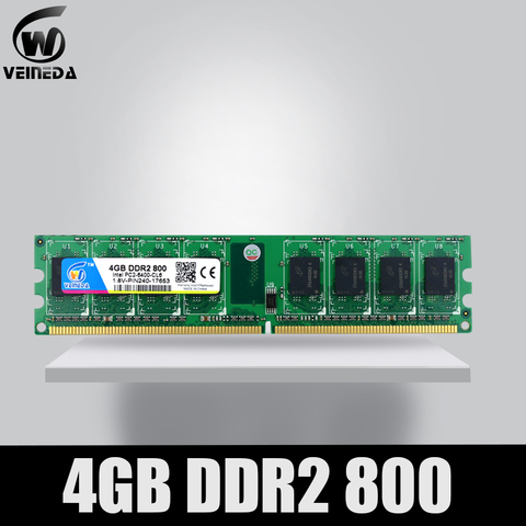 Оперативная память VEINEDA ddr2 2 ГБ 4 ГБ 800 МГц ddr 2 2g 800 667 533 PC2-6400, ОЗУ для Intel и AMD Dimm ► Фото 1/5