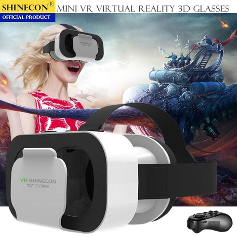 Оригинальные 3D очки виртуальной реальности, стереоочки ВР, технология Google Cardboard, гарнитура со шлемом для смартфонов iOS, Android, Bluetooth Rocker ► Фото 1/6