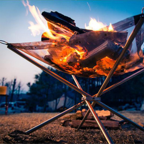 Outdoor Portable Fire Rack Folding Table Grill Stainless Steel Point Charcoal Stove Super Light Grid Heating Wood Stove Camping ► Фото 1/5