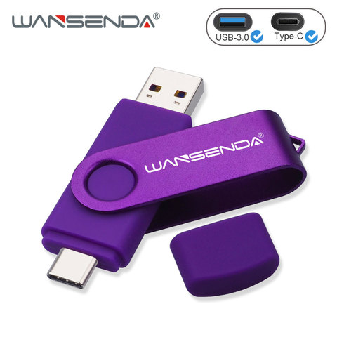 WANSENDA OTG USB флеш-накопитель 2 в 1 USB3.0 & Type-C флеш-накопитель 512 ГБ 256 ГБ 128 Гб 64 ГБ 32 ГБ 16 ГБ высокоскоростные флеш-накопители ► Фото 1/6