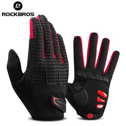 Мужские велосипедные перчатки ROCKBROS, с защитой от ветра, для работы с сенсорным экраном, для горных велосипедов, противоударные митенки с закрытыми пальцами, на осень-зиму ► Фото 1/6