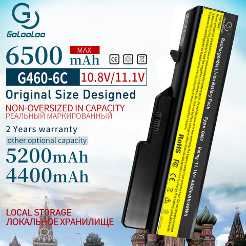 Аккумулятор для ноутбука Lenovo, 6 ячеек, 6500 мАч, для Lenovo G460, G560, G465, E47G, L09L6Y02, L09S6Y02, L10P6F21, LO9S6Y02, b570e, V360A, Z370, K47A, Z560 ► Фото 1/6