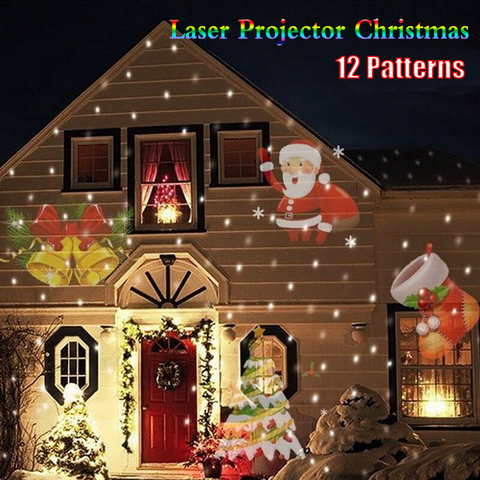Лазерный проектор с 12 шаблонами, Светодиодный прожектор для рождественского пейзажа, сада, диджеев, декорации RGB ► Фото 1/6