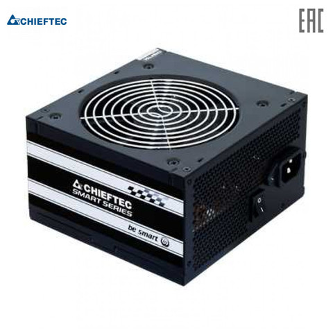 Блок питания Chieftec 600W Smart ATX-12V V.2.3 12cm fan, Active PFC, Efficiency 80% with power cord ► Фото 1/4