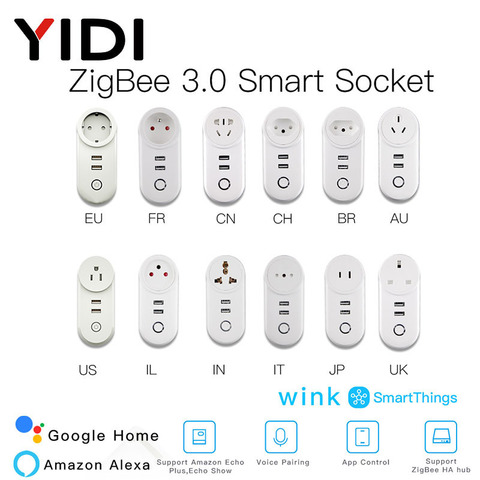 Умная розетка ZigBee 3,0 с 2 USB-интерфейсами и дистанционным голосовым управлением ► Фото 1/6