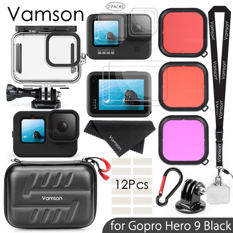 Водонепроницаемый чехол Vamson для GoPro Hero 9, Черный Защитный чехол для подводного погружения для Go Pro 9, аксессуары VP660 ► Фото 1/6