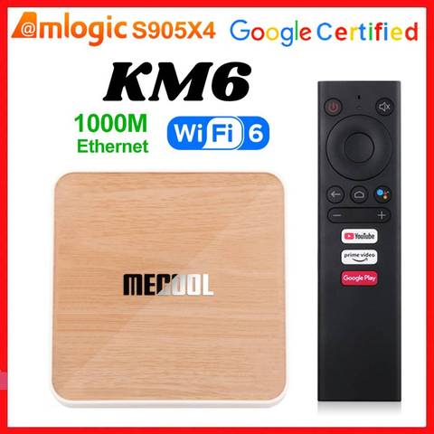 Mecool KM6 Deluxe умный ТВ Box Android 10 Amlogic S905X4 Android 10,0 в ТВ 4 Гб Оперативная память 64 Гб Встроенная память 2,4/5G Wi-Fi, Bluetooth, медиа-плеер 4K 2G16G ► Фото 1/6