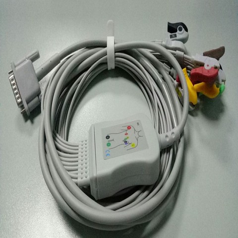 Совместим с Bionet Cardiocare 2000/CardioTouch3000 кабель для ЭКГ с leadwires 10 проводов медицинский ECG кабель зажим конец IEC ► Фото 1/6