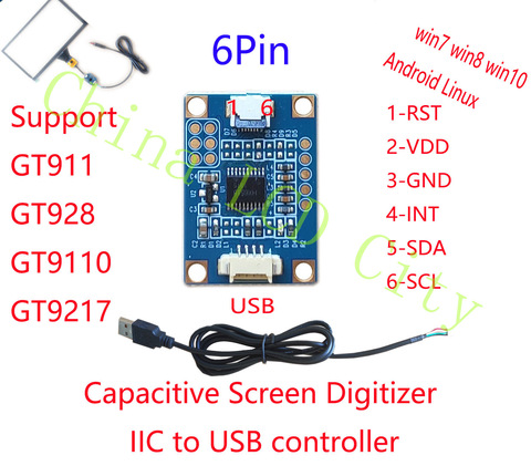 Емкостный сенсорный сенсор дигитайзер I2C к USB контроллеру GT911 GT928 GT9271 FT5X06 FTXXXX Поддержка Android Raspberry Pi Win7 10 ► Фото 1/4